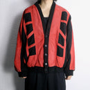 red suede panel knit cardigan