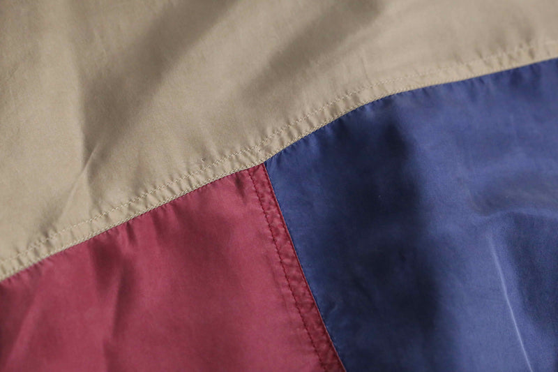 patchwork design zip up silk jacket