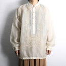 botanical embroidery ethnic sheer shirt