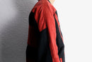 red suede panel knit cardigan