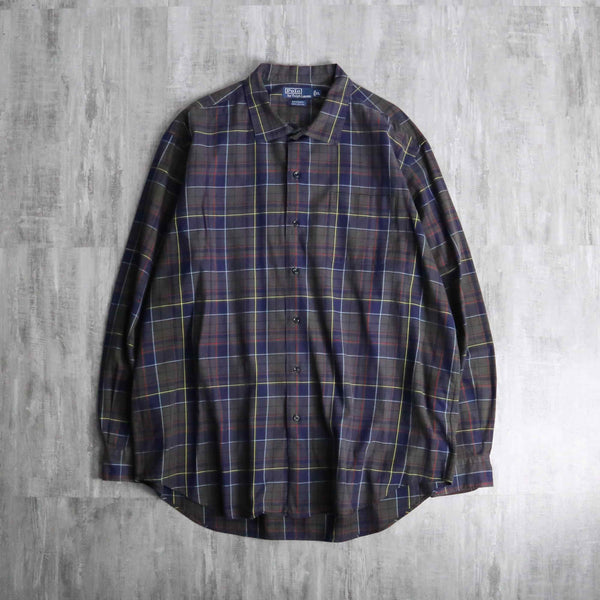 “Polo by RL" BONNARD open collar check shirt