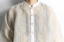 botanical embroidery ethnic sheer shirt
