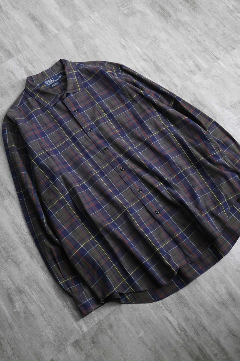 “Polo by RL" BONNARD open collar check shirt