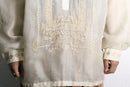 botanical embroidery ethnic sheer shirt