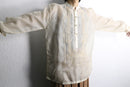 botanical embroidery ethnic sheer shirt