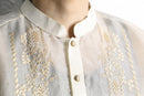 botanical embroidery ethnic sheer shirt