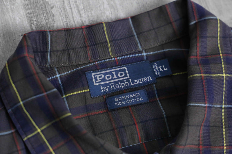 “Polo by RL" BONNARD open collar check shirt