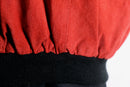 red suede panel knit cardigan