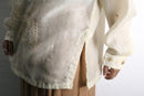 botanical embroidery ethnic sheer shirt