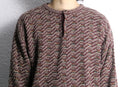 warm tone striped henley neck knit