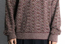 warm tone striped henley neck knit