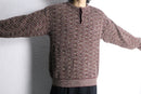 warm tone striped henley neck knit