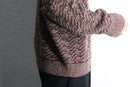 warm tone striped henley neck knit