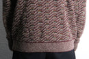 warm tone striped henley neck knit