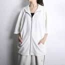 90's "adidas" white waffle S/S zip up hoodie