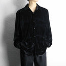 "PRONTI" black thin pattern velours shirt