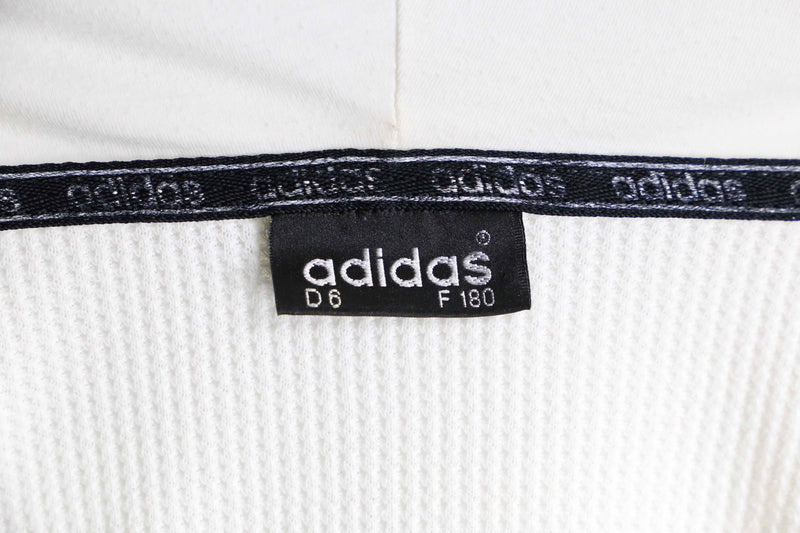 90's "adidas" white waffle S/S zip up hoodie