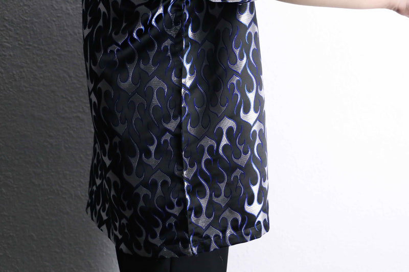 blue metallic fire pattern s/s shirt