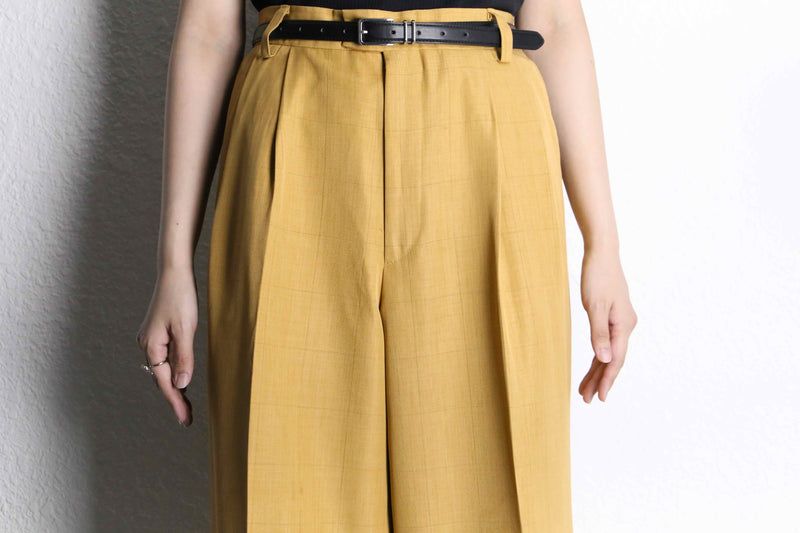 STACY ADAMS 2タック ワイドスラックス USA古着 マスタード STACY ADAMS 2タック ワイドスラックス USA古着 マスタード