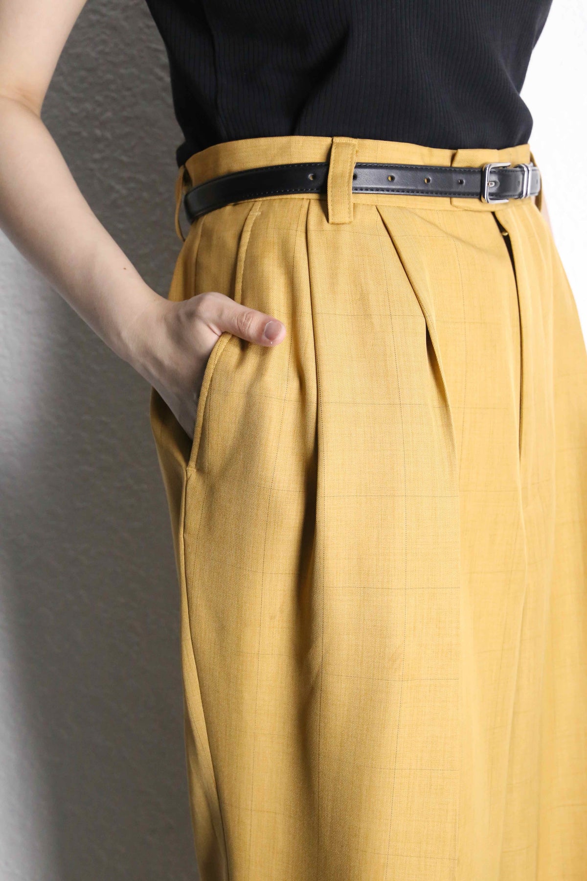 STACY ADAMS 2タック ワイドスラックス USA古着 マスタード STACY ADAMS” mustard color 2tuck wide slacks