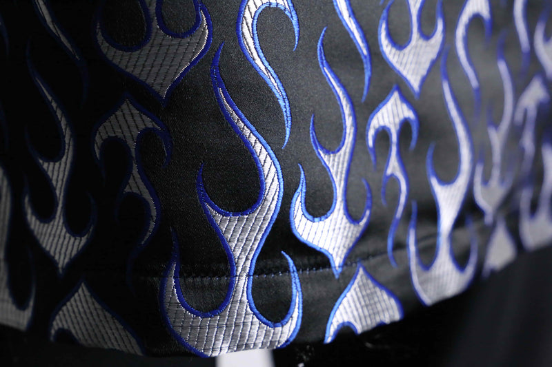 blue metallic fire pattern s/s shirt