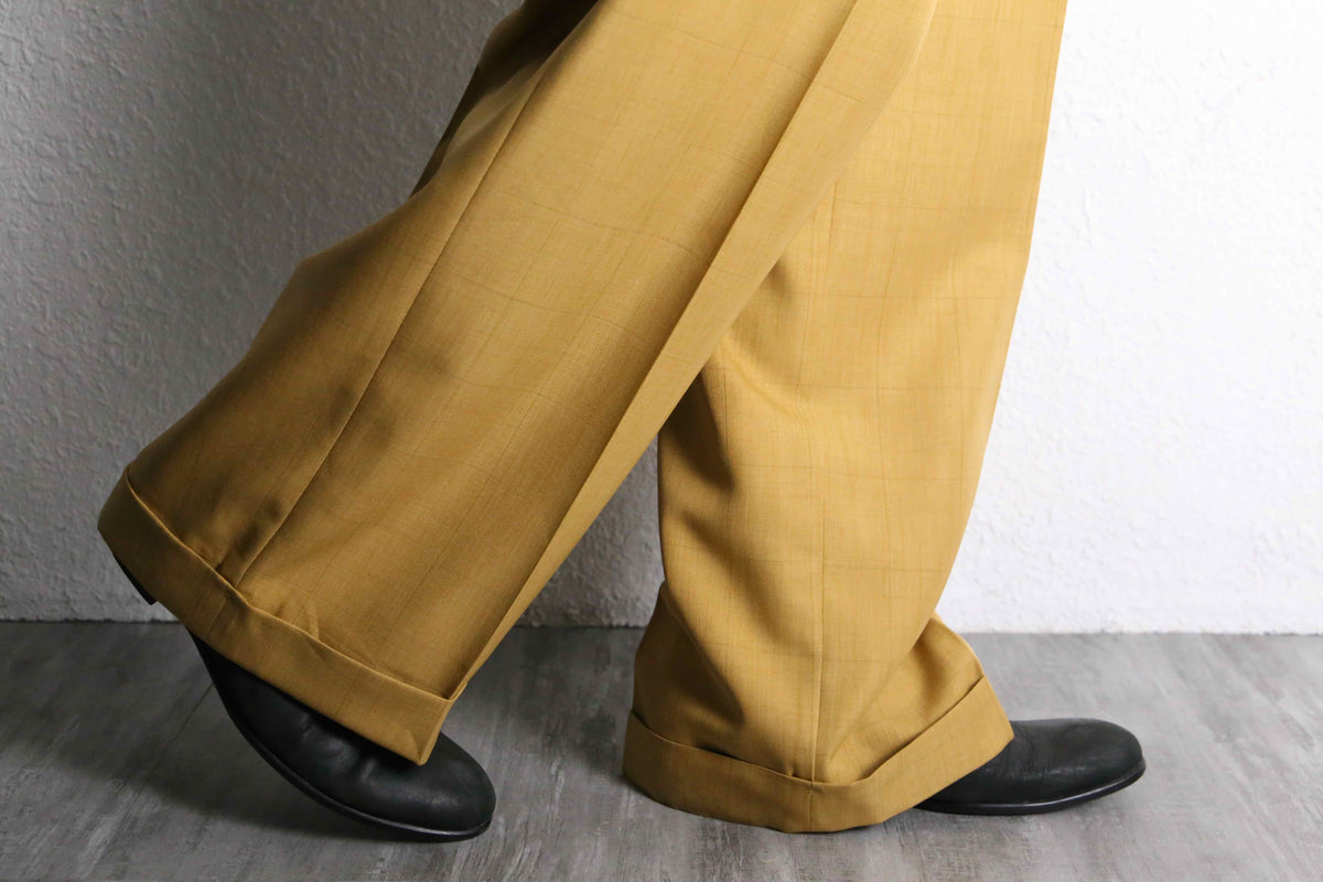 STACY ADAMS 2タック ワイドスラックス USA古着 マスタード STACY ADAMS” mustard color 2tuck wide slacks