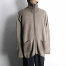 beige high neck zip knit