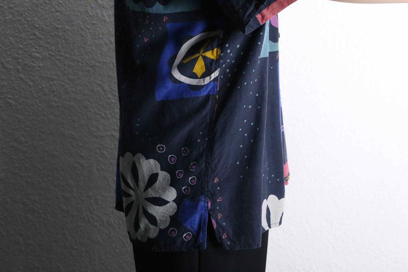 “PERRY ELLIS” mulch pattern silk s/s shirt