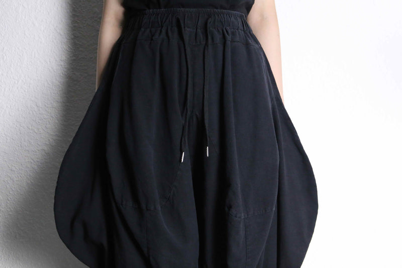 black cotton cropped balloon sarouel pants