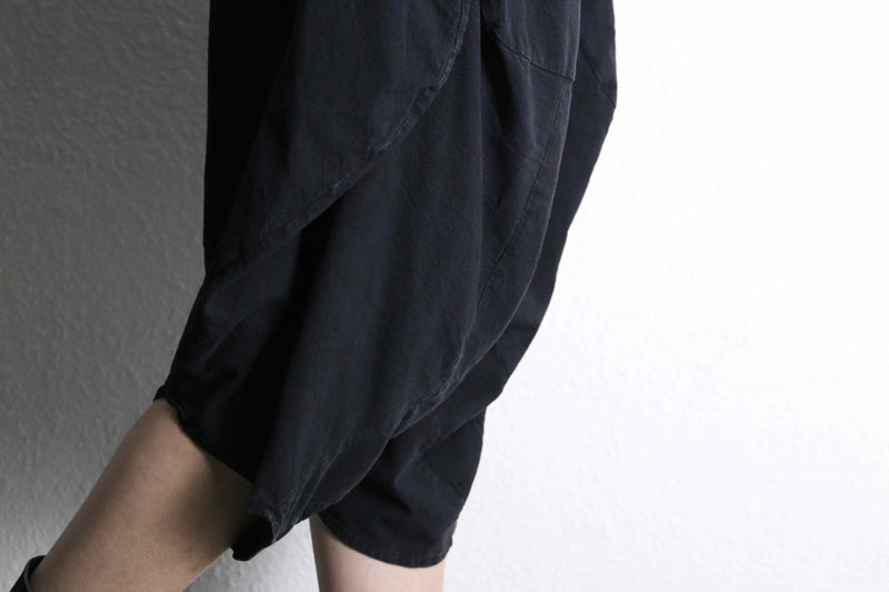 black cotton cropped balloon sarouel pants