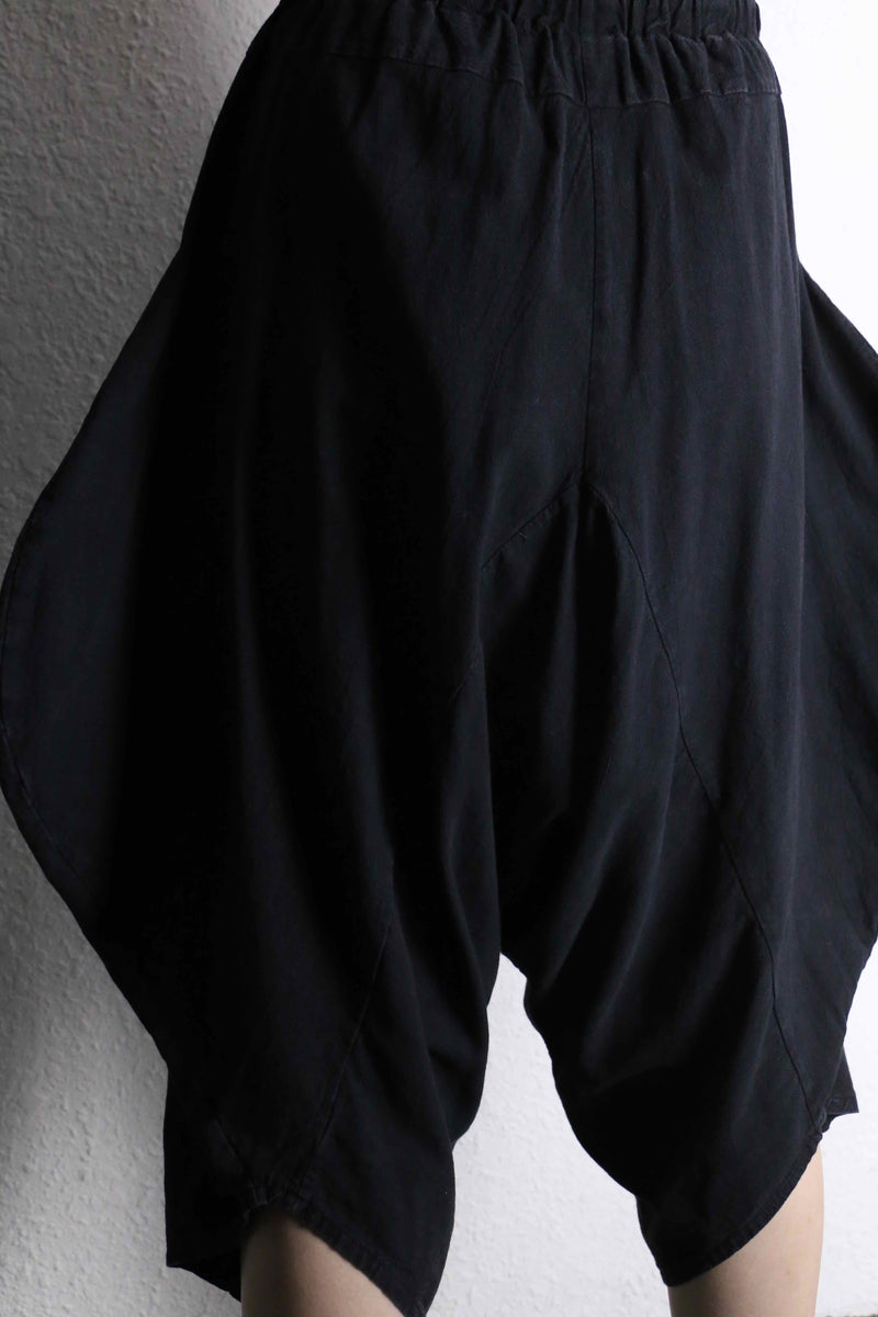 black cotton cropped balloon sarouel pants