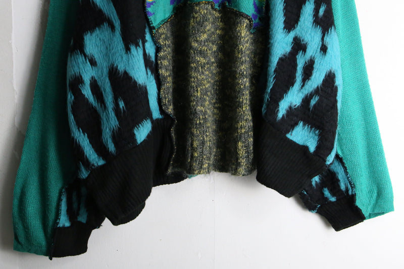 "Re:make" green patchwork dolman knit