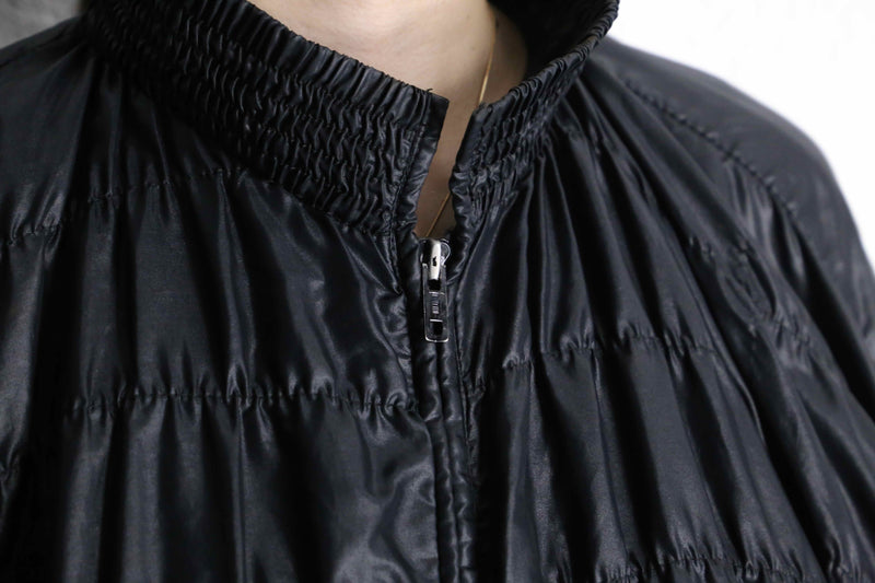 black gather design stand collar zip jacket