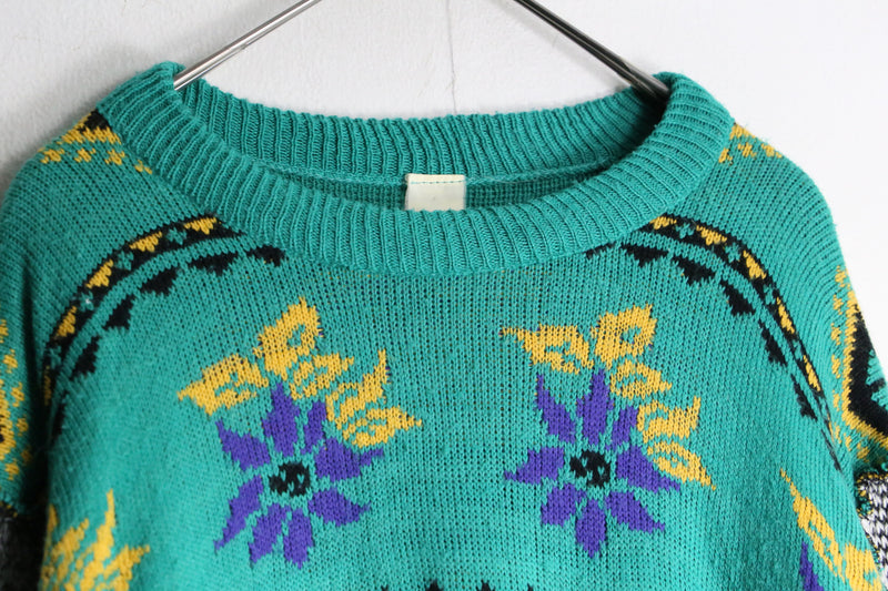 "Re:make" green patchwork dolman knit