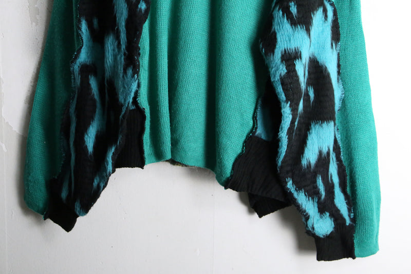 "Re:make" green patchwork dolman knit