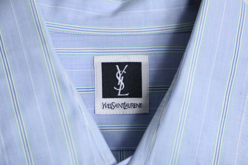 “YSL” sax blue stripe L/S dress shirt