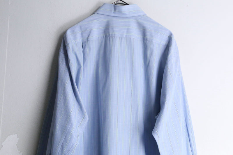 “YSL” sax blue stripe L/S dress shirt