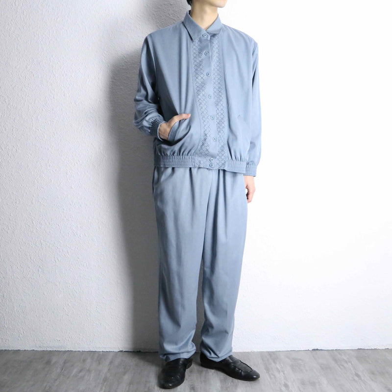 pale tone shirt jacket set up