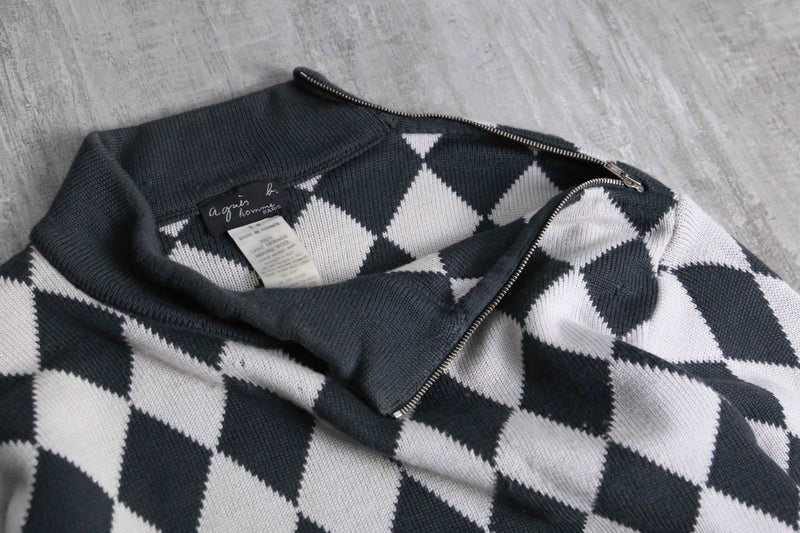 1990s-00s agnès b. harlequin check wool knit