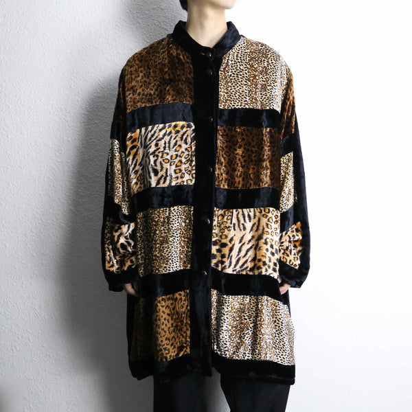 animal mulch pattern velour long shirt