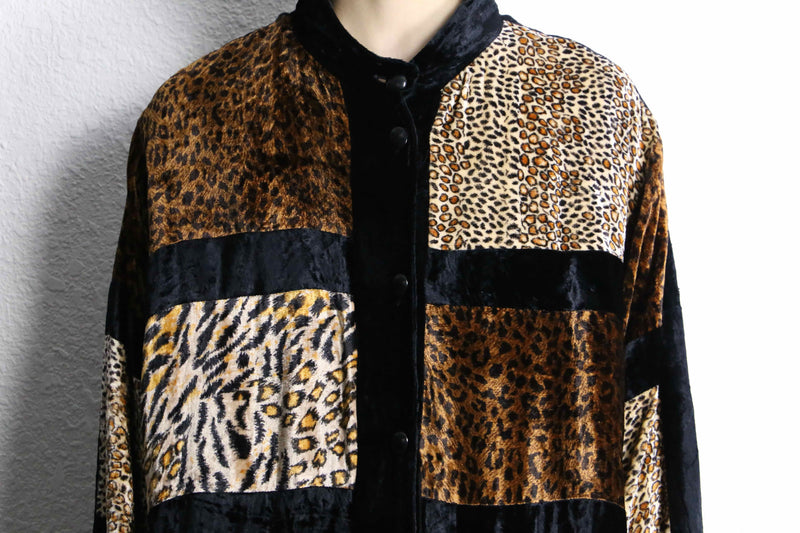 animal mulch pattern velour long shirt