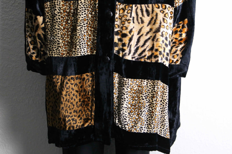 animal mulch pattern velour long shirt