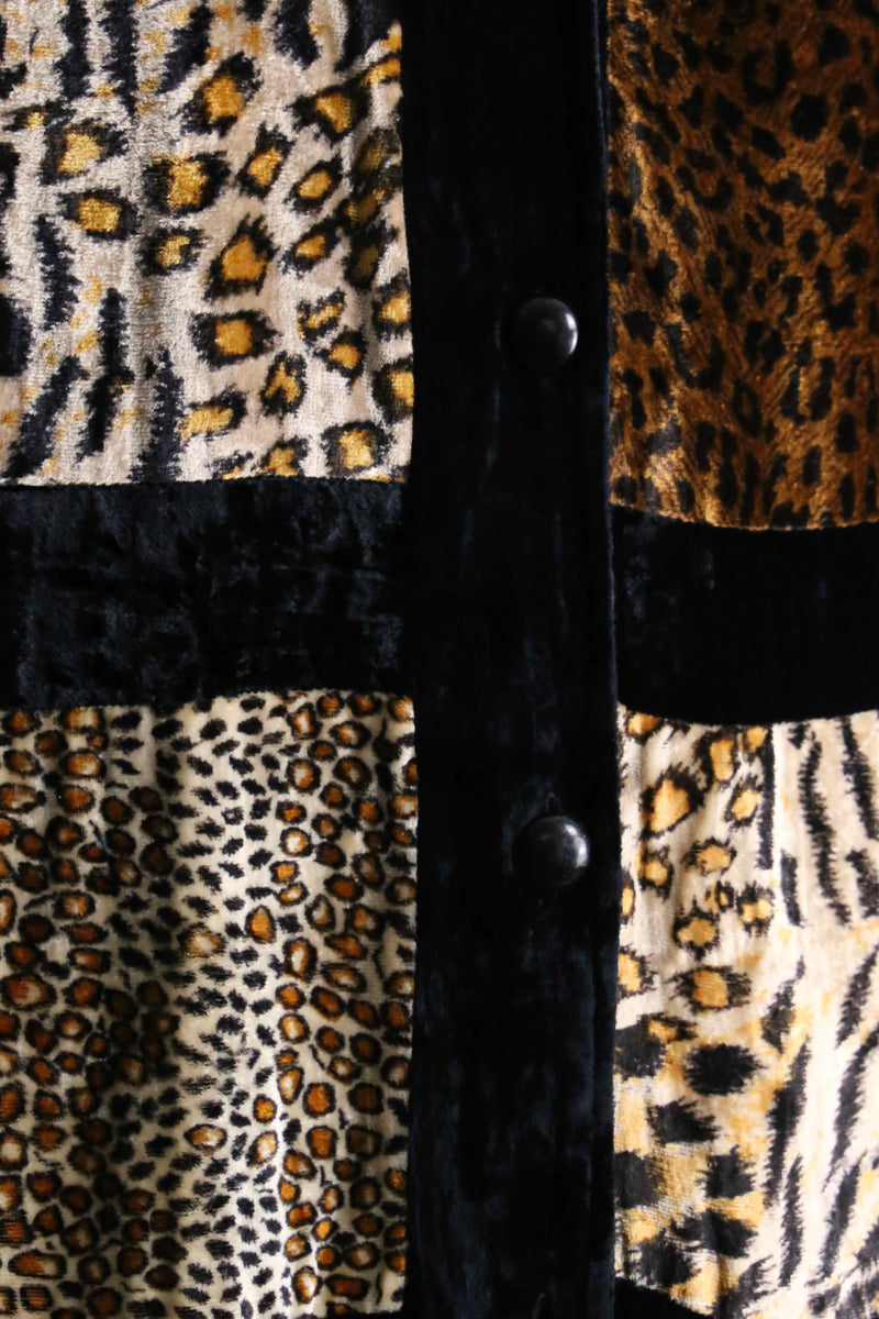 animal mulch pattern velour long shirt