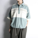 contrast rib panel polo shirt