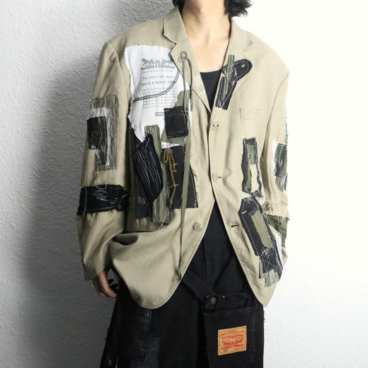 "Re:make" patchwork tailored jacket