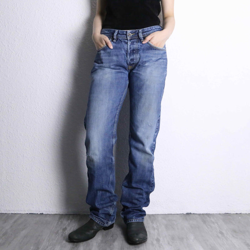 “DIESEL” fade blue straight denim pants