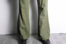 melange green wool flare trousers