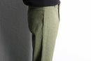 melange green wool flare trousers