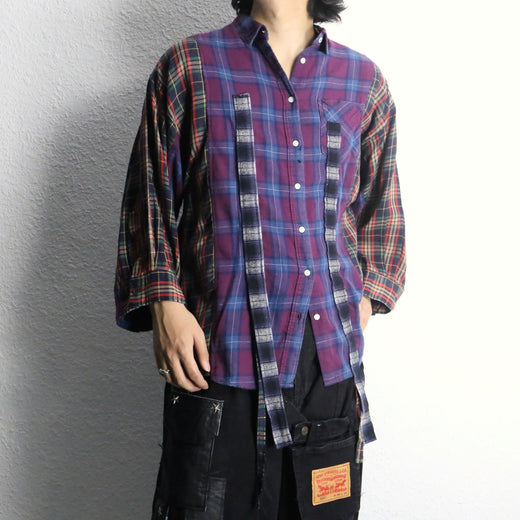 "Re:make" docking gather check shirt