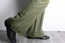 melange green wool flare trousers